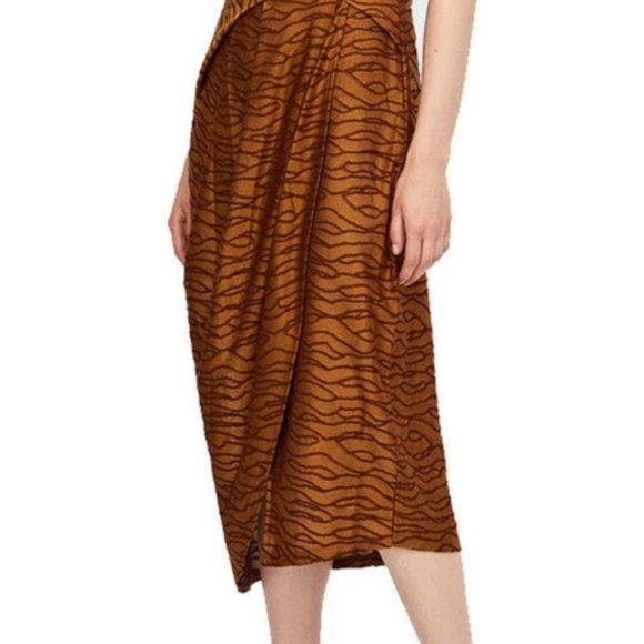 NWT ZARA Pleated Jacquard Wrap Skirt - Picture 2 of 7